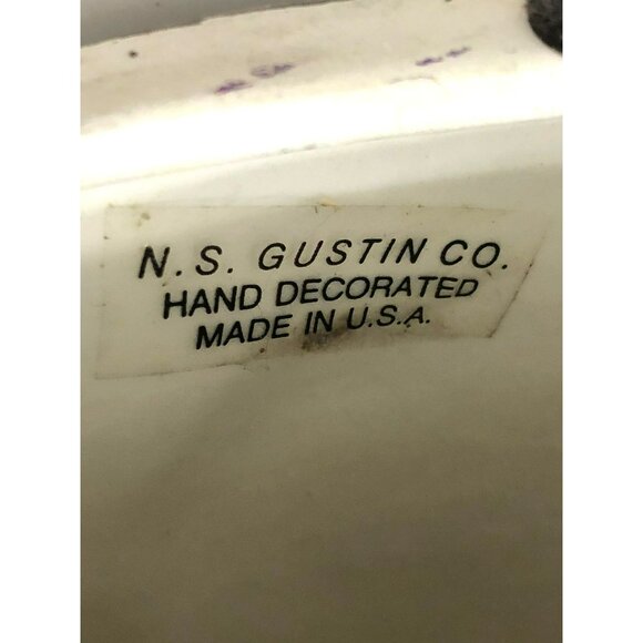 Staffordshire Style Tabby Cat Statue Vtg N.S. Gustin Co. Ceramic Hand-Painted Fo - Picture 8 of 8